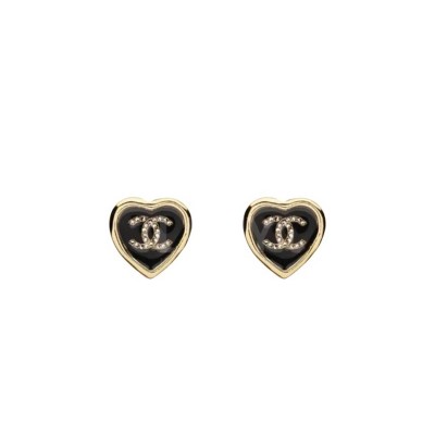 CHANEL HEART HEART BLACK GOLD EARRINGS ABG311 CHANEL HEART HEART BLACK GOLD EARRINGS ABG311